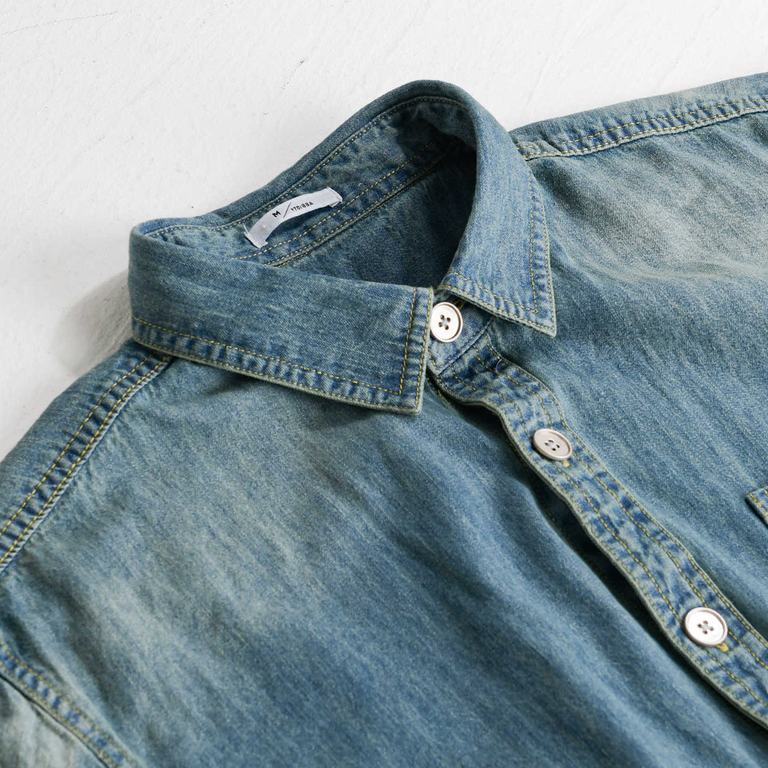 Herren Vintage-Optik Denim-Hemdjacke mit Brusttasche und Relaxed-Fit Echoarchiv