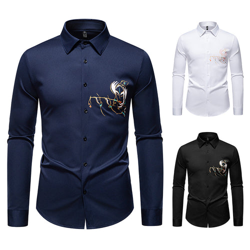 Herren Langarmhemden mit einzigartigem Stickdesign Echoarchiv