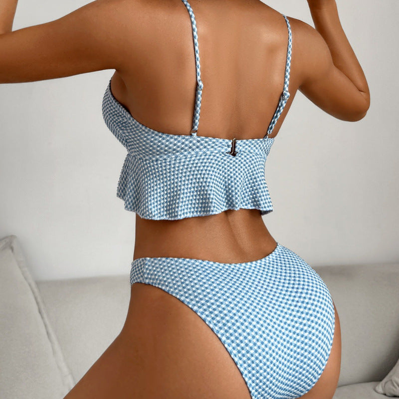Damen Bikiniversatile mit Rüschen und Karomuster Echo Archiv