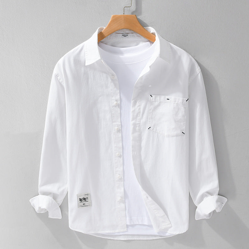 Herren Offenes Baumwoll-Overshirt im Layering-Look mit aufgesetzter Brusttasche Echoarchiv