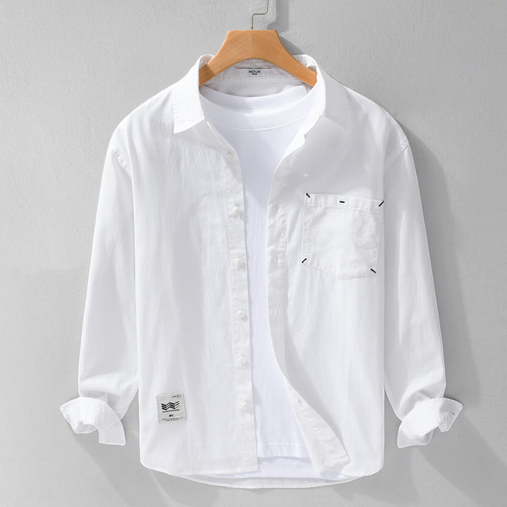 Herren Offenes Baumwoll-Overshirt im Layering-Look mit aufgesetzter Brusttasche Echoarchiv