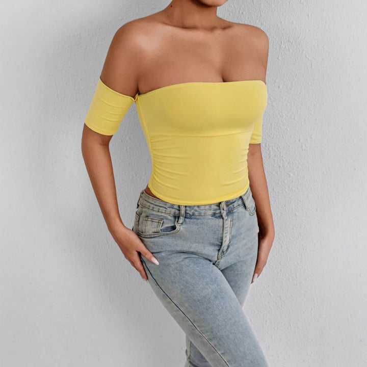 Damen Off-Shoulder Bluse aus elastischem Material mit figurformendem Schnitt Echo Archiv