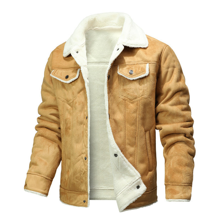 Herren Gefütterte Wildlederimitat-Jacke mit Sherpa-Futter und Hemdkragen Echoarchiv