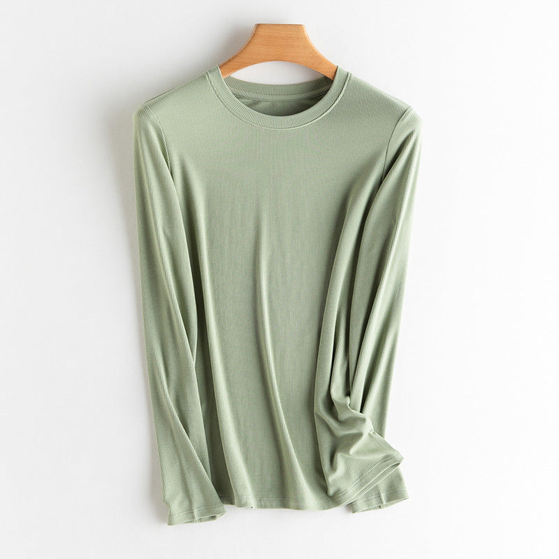 Damen Langarm-Feinrippshirt aus weichem Modal-Baumwollmix mit Rundhalsausschnitt Echo Archiv