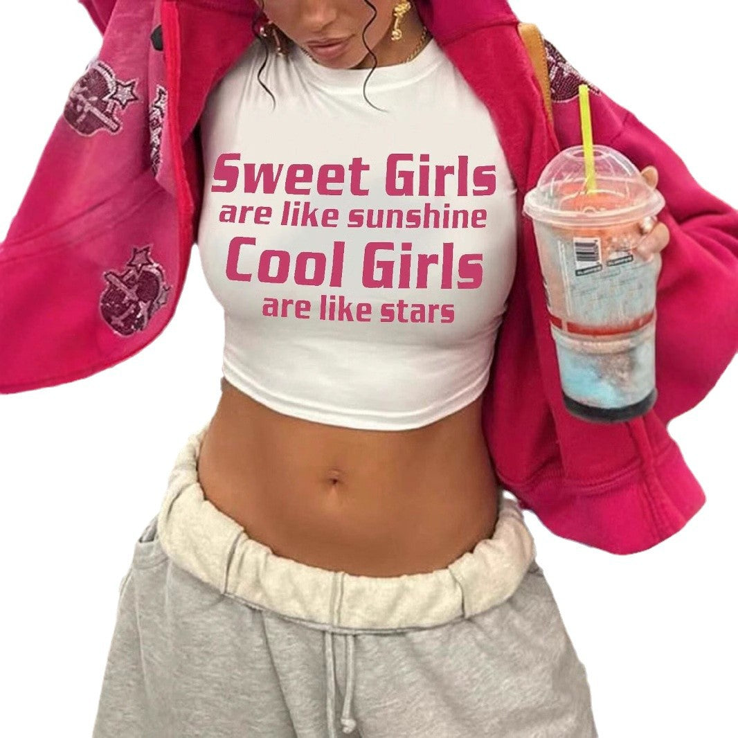 Damen Crop-Top mit motivierendem Schriftzug und figurbetontem Schnitt Echo Archiv