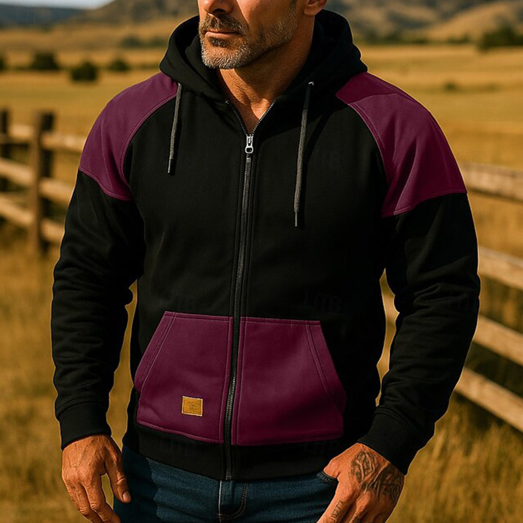 Herren Sportliche Kapuzenjacke mit Farbblockdesign Echoarchiv