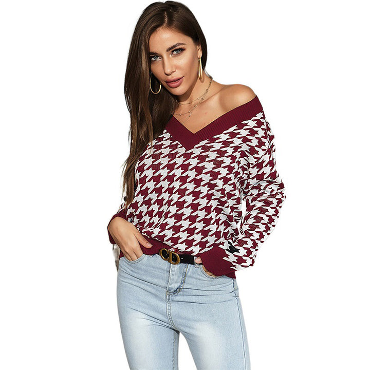 Damen Verspielter Pullover mit Karomuster Echo Archiv