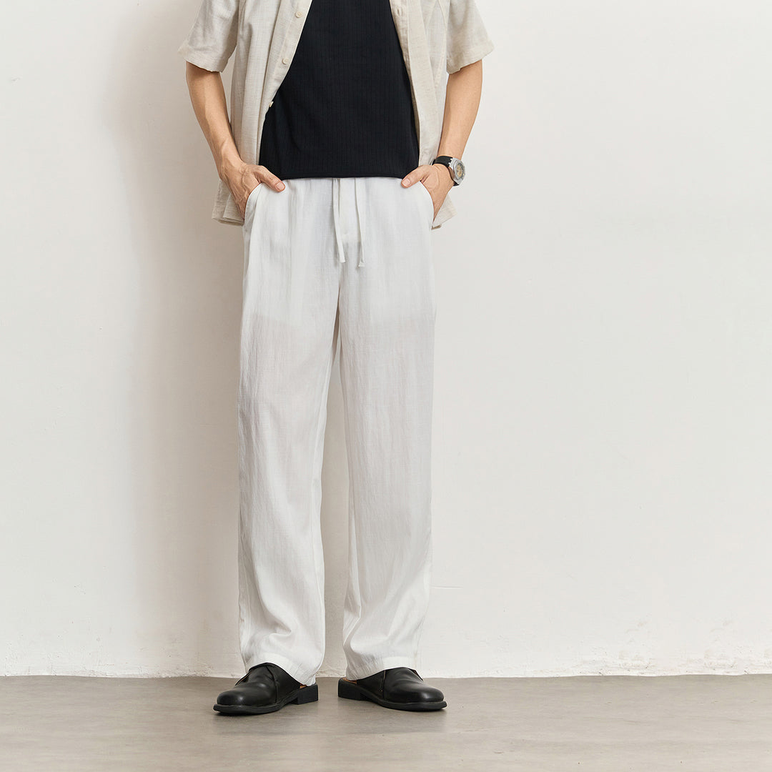 Herren Leichte Leinenhose mit Tunnelzug und geradem Bein Echo Archiv