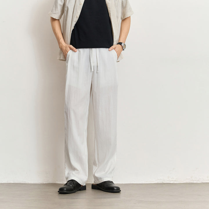 Herren Leichte Leinenhose mit Tunnelzug und geradem Bein Echo Archiv