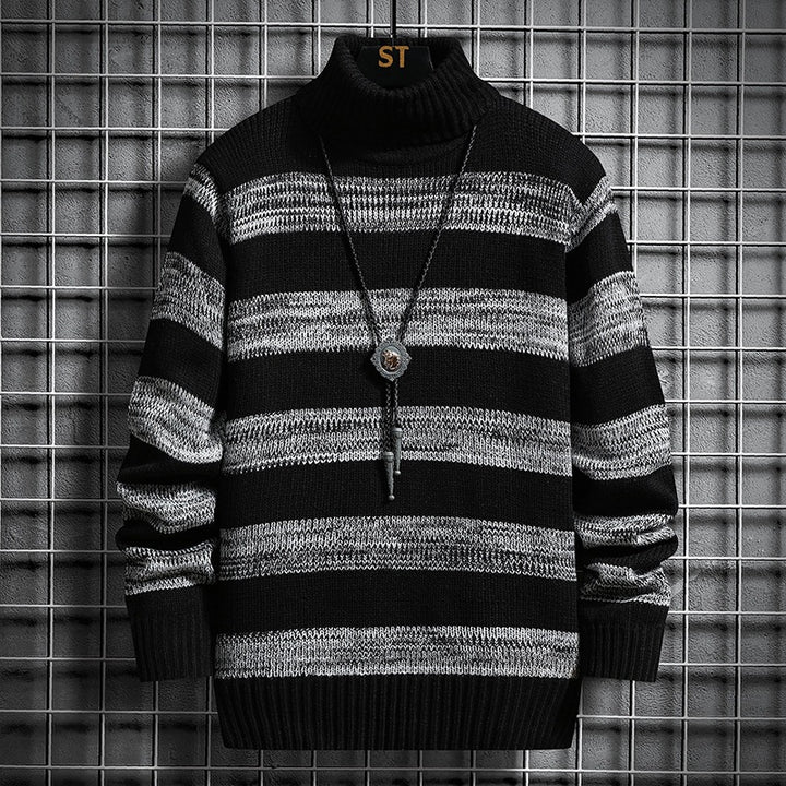 Herren hochgeschlossener gestreifter Pullover Echoarchiv