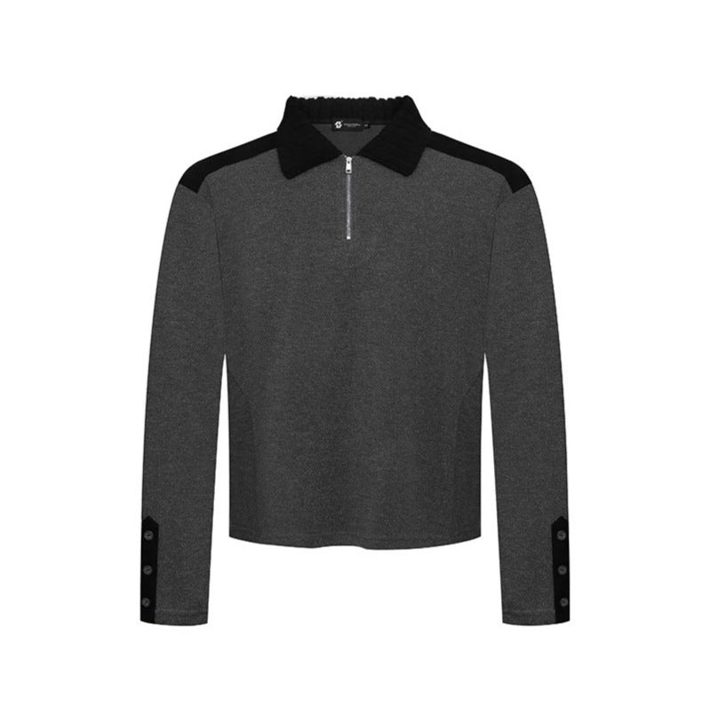 Damen Langarm-Poloshirt mit Halbzip, Kontrastschultern und Knopfmanschetten Echoarchiv
