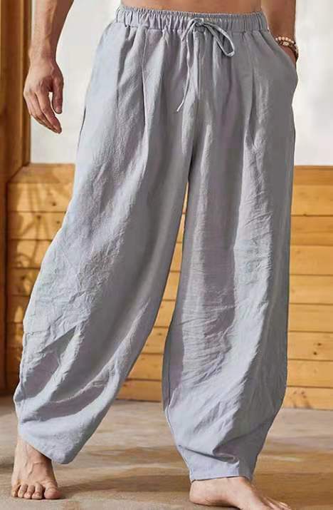 Herren lockere Leinenhose mit elastischem Bund Echoarchiv