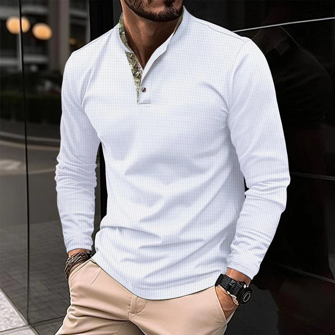 Herren Langarmshirt mit grafischem Kragen Echoarchiv