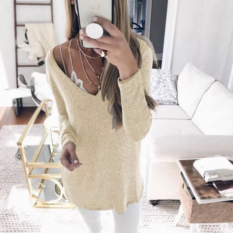 Damen feinstrick Tunika mit tiefem V-Ausschnitt und lässigem Oversized-Schnitt Echoarchiv