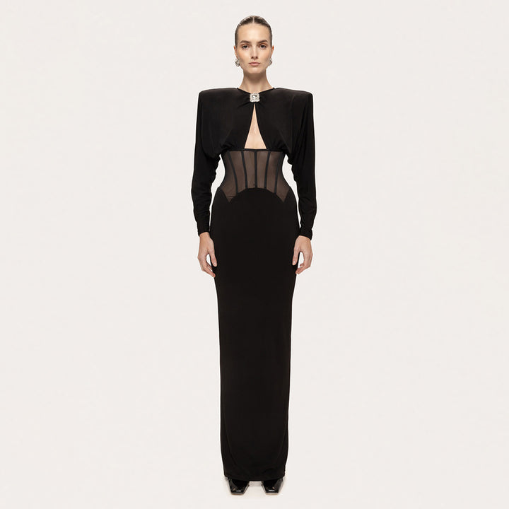 Damen Elegantes Abendkleid mit transparenten Einsätzen und figurbetontem Design Echo Archiv