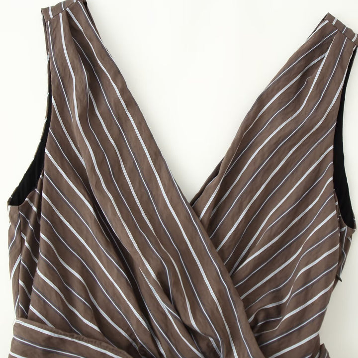 Damen Ärmelloser Wickel-Jumpsuit mit weitem Bein und Taillengürtel Echoarchiv
