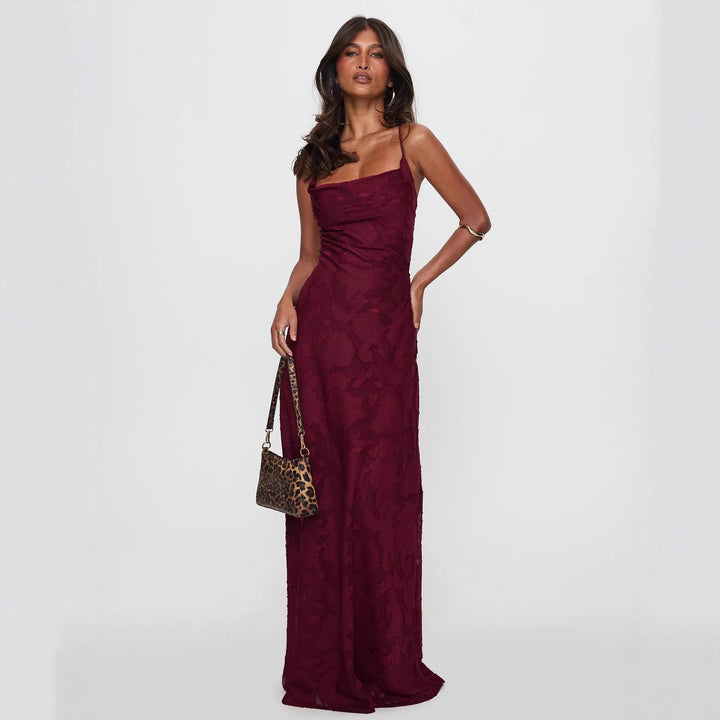 Damen Elegantes Abendkleid mit floralem Spitzenmuster und Spaghettiträgern Echo Archiv