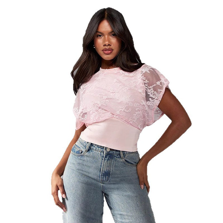 Damen Elegant strukturiertes Oberteil mit Spitzendetails Echo Archiv