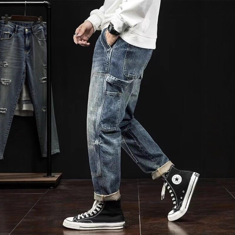 Herren Lässige Denim Cargo-Hose Echoarchiv