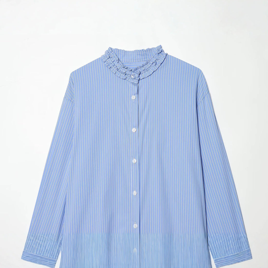 Damen Gestreifte Bluse mit Rüschenkragen und Oversize-Schnitt Echo Archiv