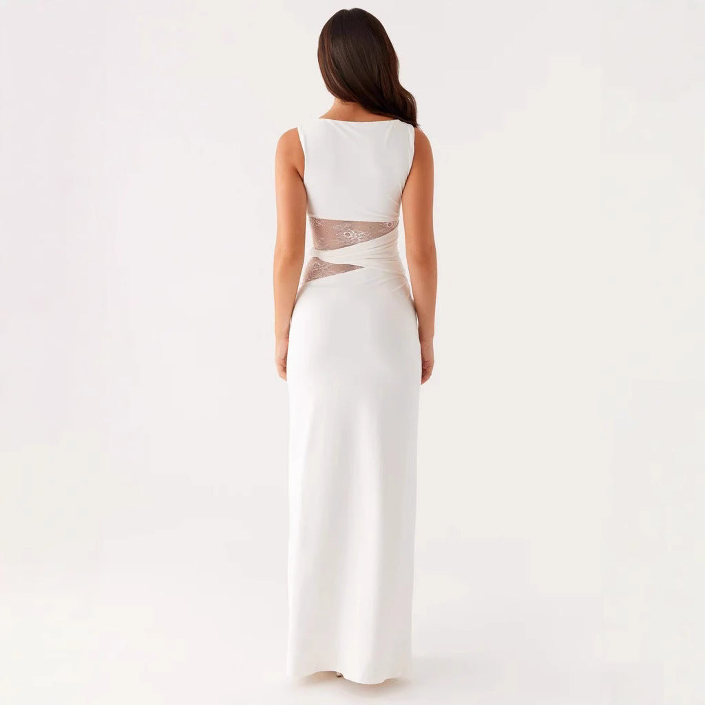 Damen Elegantes Maxikleid mit transparenter Spitze und figurbetontem Schnitt Echo Archiv