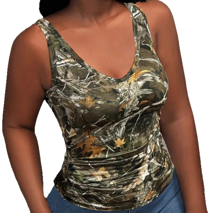 Damen Funktionales Camouflage-Top mit V-Ausschnitt Echo Archiv