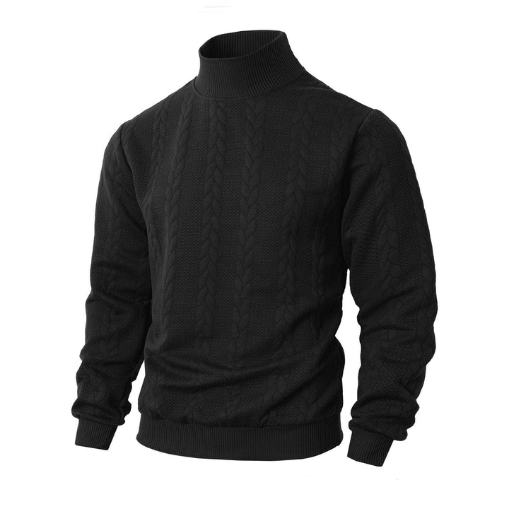 Herren Rollkragenpullover mit Zopfstrickmuster und gerippten Bündchen – Norvane