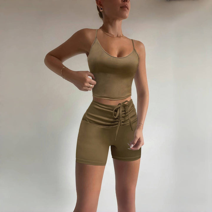 Damen Sportliches Crop-Top und Shorts-Set mit verstellbarem Bund Echo Archiv