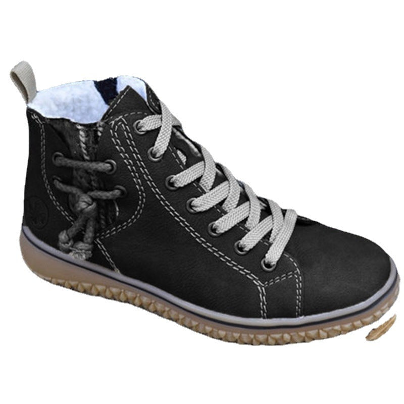 Damen High-Top Sneaker-Boot mit seitlichem Reißverschluss, dekorativem Knöchelriemen und profilierter Gummisohle Echo Archiv