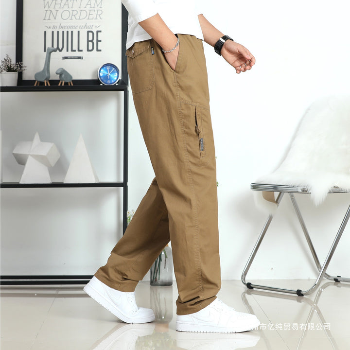 Herren Weite Utility-Cargohose mit elastischem Bund, seitlichen Reißverschlusstaschen und vorgeformten Knien Echo Archiv