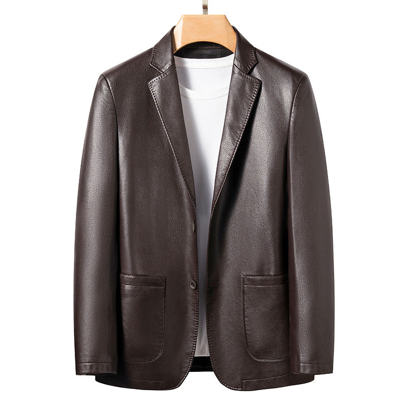 Herren eleganter Kunstlederblazer mit modernem Schnitt Echoarchiv
