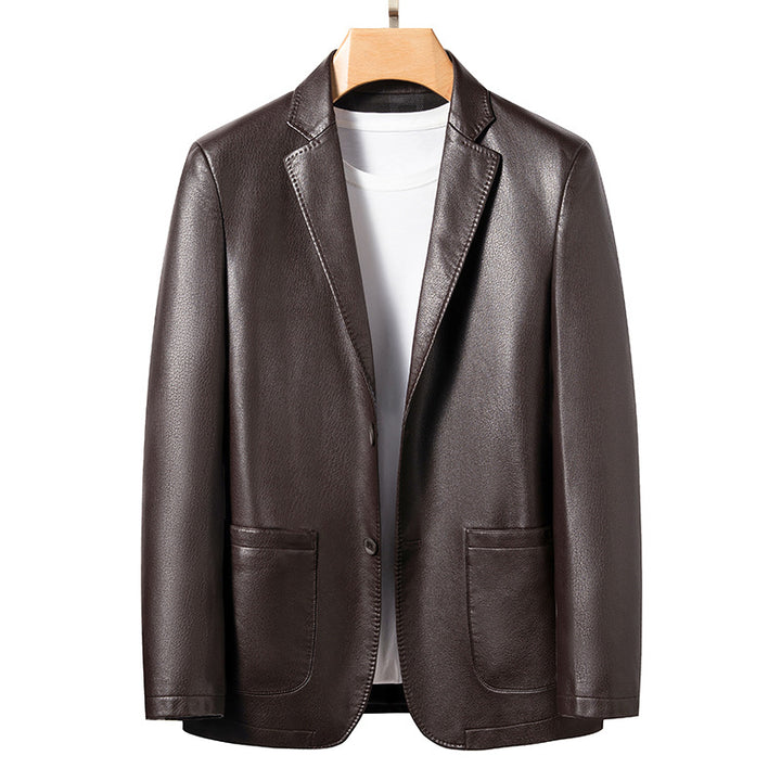 Herren eleganter Kunstlederblazer mit modernem Schnitt Echoarchiv