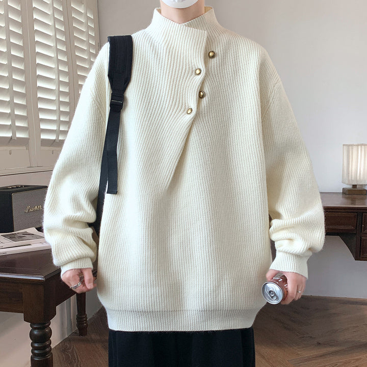Herren Oversize-Rippenpullover mit asymmetrischem Knopfkragen Echo Archiv