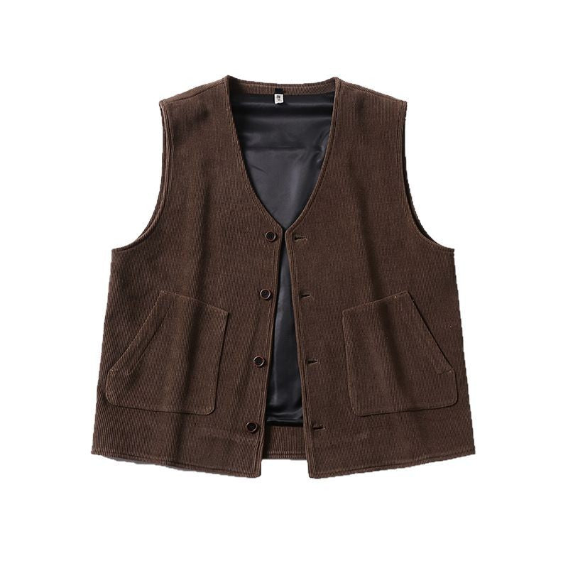 Herren Cordweste mit Satinfutter, V‑Ausschnitt und aufgesetzten Taschen Echoarchiv