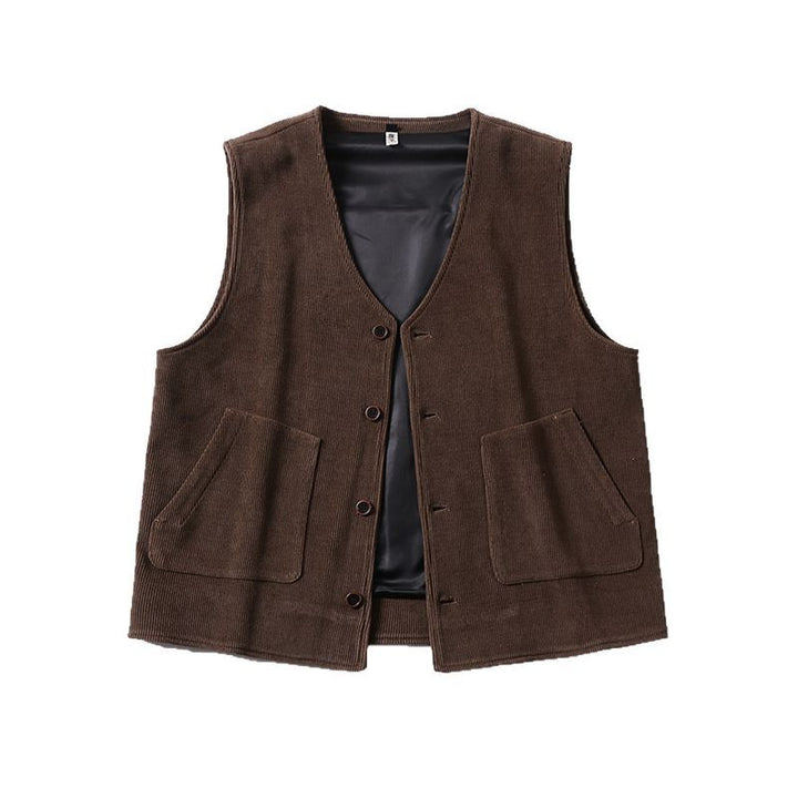 Herren Cordweste mit Satinfutter, V‑Ausschnitt und aufgesetzten Taschen Echoarchiv