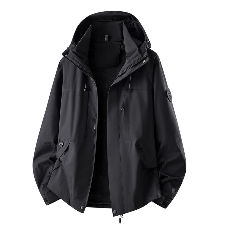Herren Wasserabweisende Oversize-Outdoorjacke mit Kapuze, atmungsaktivem Softshell & Utility‑Taschen Echoarchiv