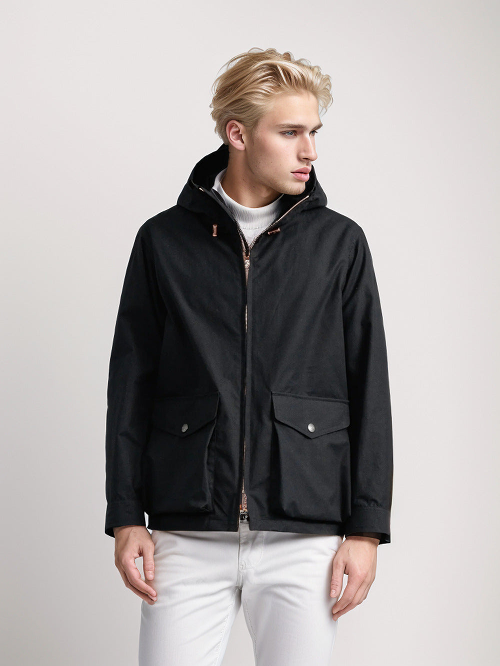 Herren strapazierfähige Multifunktionsjacke mit verstellbarem Kapuzenkragen und großzügigen Taschen Echoarchiv