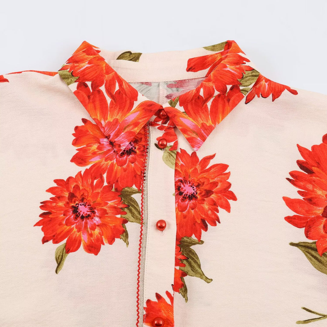 Damen Oversize Viskosebluse mit Blumenprint und Kimonoärmeln Echo Archiv