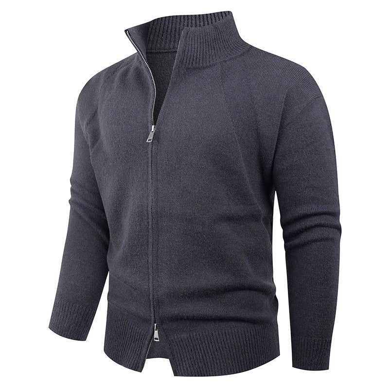 Herren hochwertige Strickjacke mit modernem Reißverschluss und hochgezogenem Kragen Echoarchiv