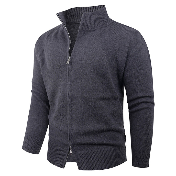 Herren hochwertige Strickjacke mit modernem Reißverschluss und hochgezogenem Kragen Echoarchiv