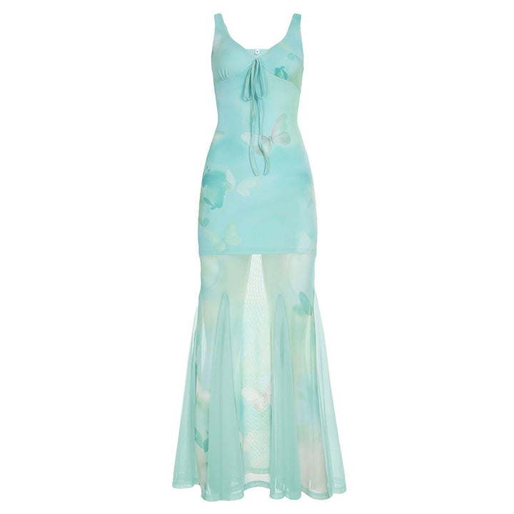 Damen Maxikleid mit transparenten Schichten und floralem Muster Echo Archiv