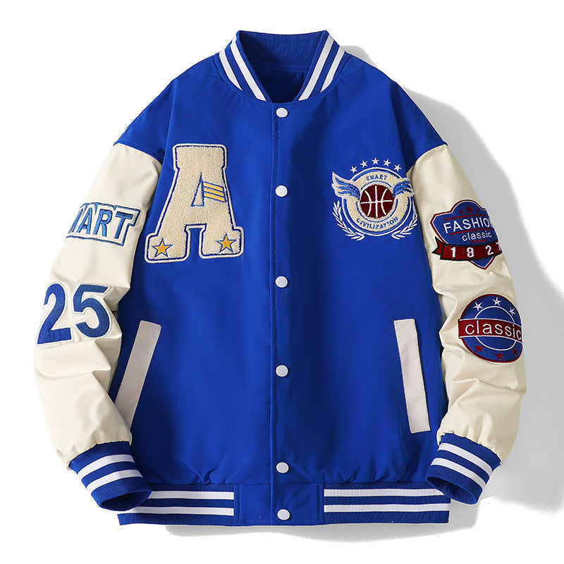 Herren sportliche Collegejacke mit gestickten Applikationen und atmungsaktivem Material Echoarchiv