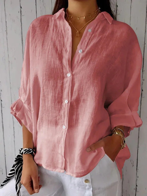Damen Leichte Leinenbluse – Élovi