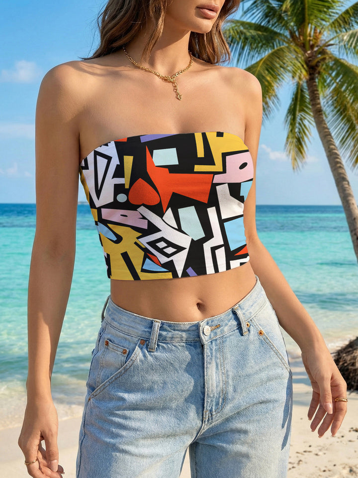 Damen Bandeau-Top mit kreativem Marmor-Design Echo Archiv
