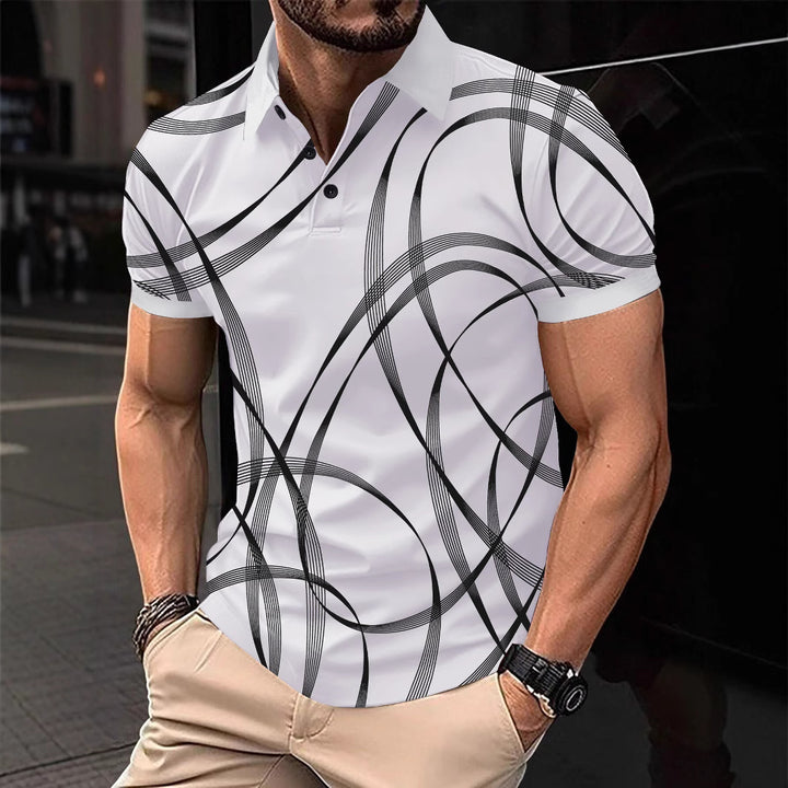 Herren Poloshirt mit modernem grafischen Muster und atmungsaktiven Eigenschaften Echoarchiv