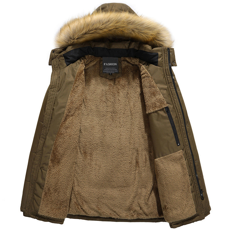 Herren Langparka mit abnehmbarer Kunstfellblende, doppelter Frontleiste und Teddyfleece-Innenfutter – Montevé