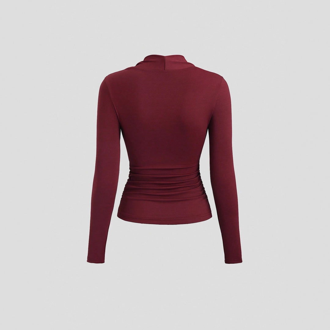 Damen nan figurbetontes Raffung-Top mit herzförmigem Dekolleté, Bustier-Optik und goldener Schmuckklemme Echo Archiv