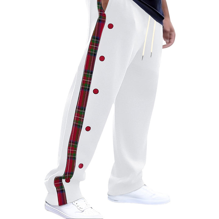 Herren lockere Jogginghose mit seitlichem Karostreifen und Druckknopfleiste Echoarchiv
