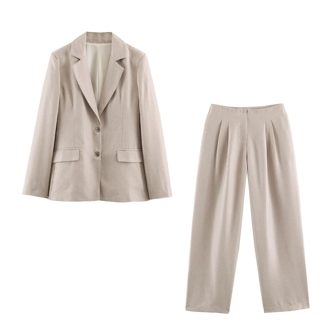Damen Longline-Blazer im Leinen-Mix mit Reverskragen und Pattentaschen Echo Archiv