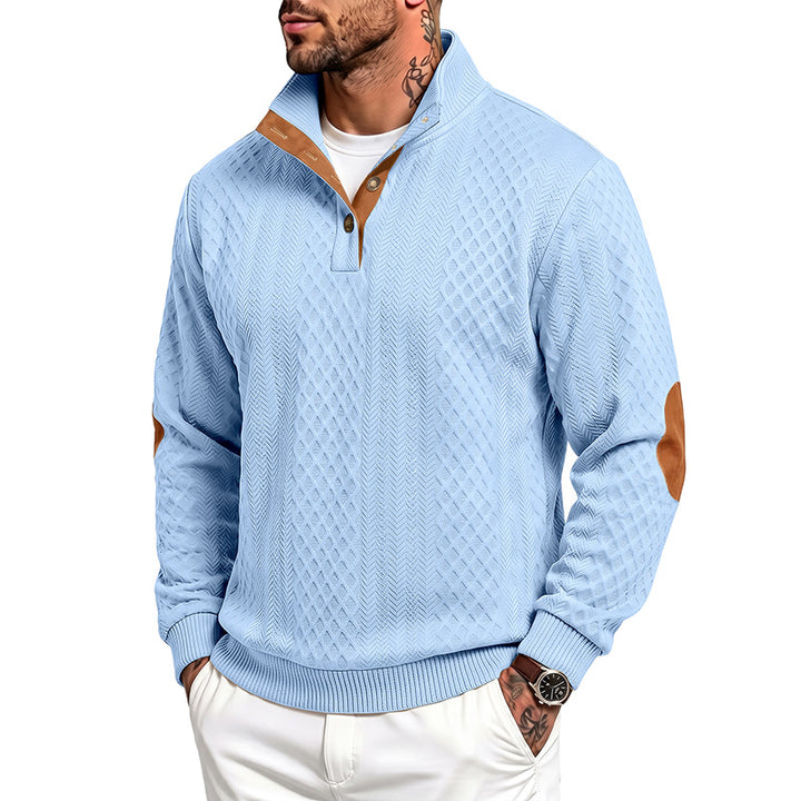 Herren Feinstrukturierter Troyer-Pullover mit Kragenbesatz und Ellbogen-Patches – Norvane